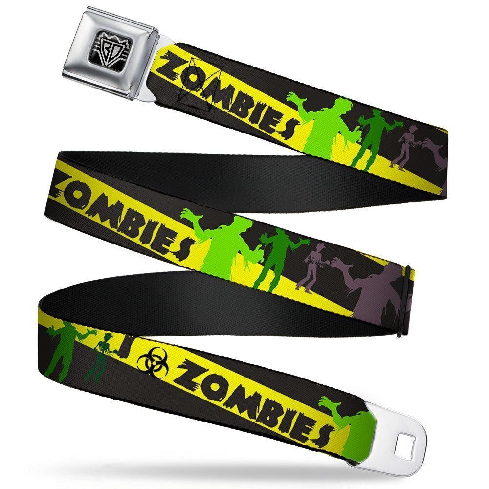6097 Seatbelt Belt Zombies Biohazard Black/Yellow/Green 1.5" Wide